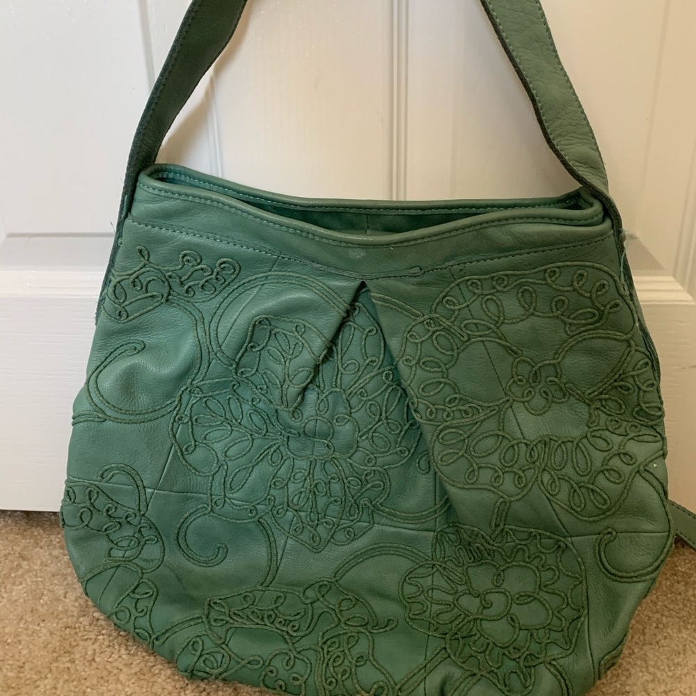 Beautiful Teal Anthropologie Leather hobo purse